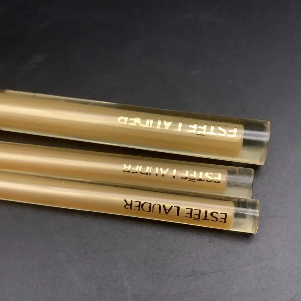 Vintage NEW Estee Lauder 3 Pc. Makeup Brush Set Gold Tone